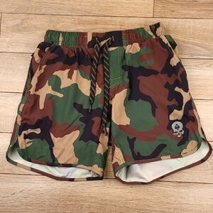 ZERO FOXTROT Green Brown Woodland Camo Sz S 7" Mens Athletic Workout Shorts NWOT